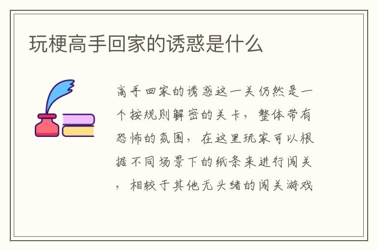 玩梗高手回家的诱惑是什么