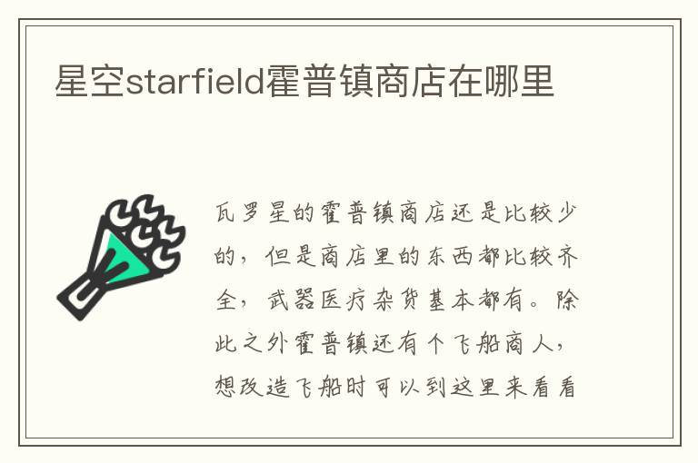 星空starfield霍普镇商店在哪里