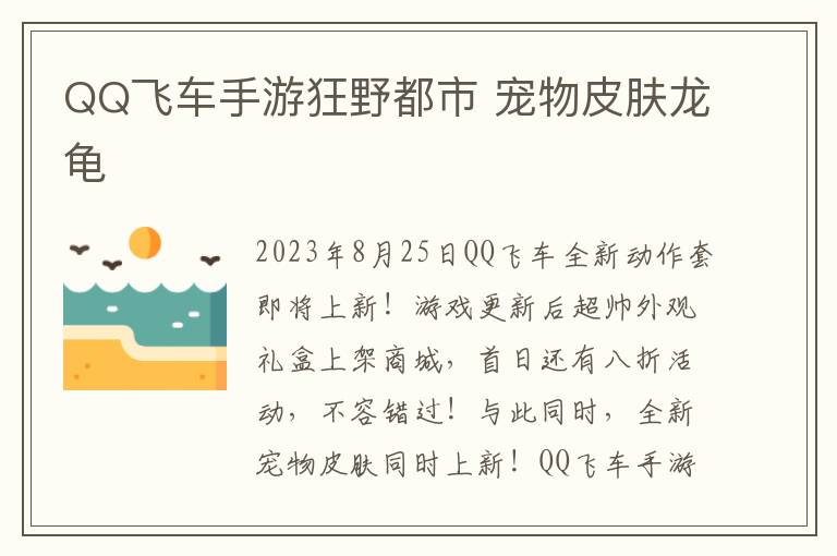 QQ飞车手游狂野都市 宠物皮肤龙龟