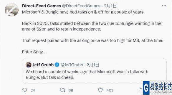 传闻：索尼收购Bungie前曾与微软谈判！要价高没谈成