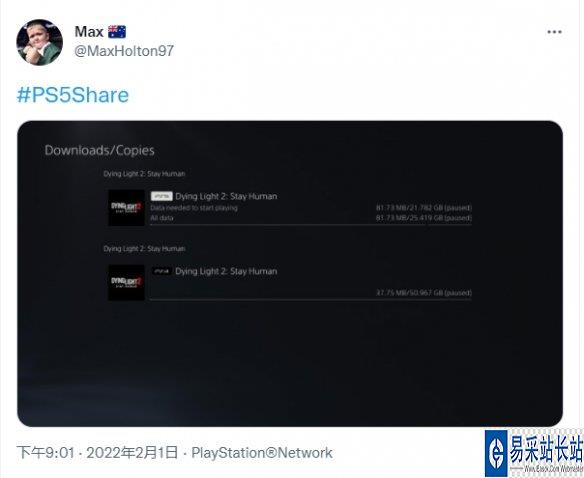 《消逝的光芒2》PS预载大小：PS4版51G PS5版25.4G！