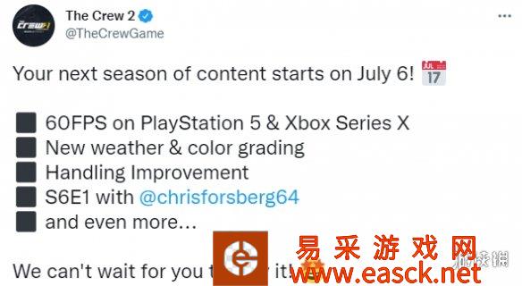 《飙酷车神2》6月7日新赛季 次世代主机更新60帧补丁