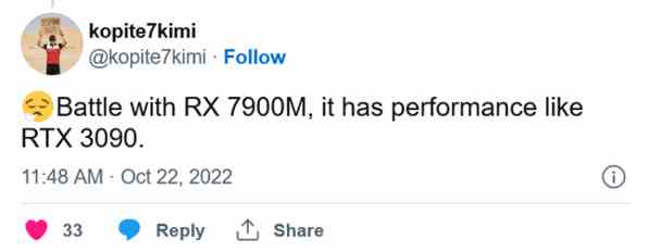 AMD RX 7000系列笔记本电脑GPU曝光：性能或不输RTX 3090