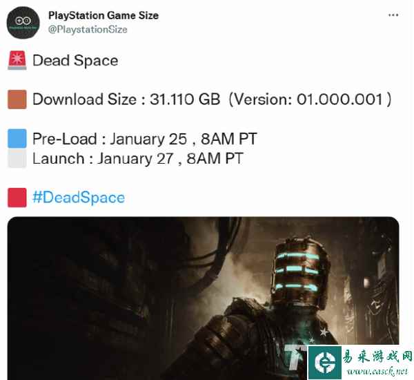 《死亡空间:重制版》PS5版容量大小确认为31.1GB