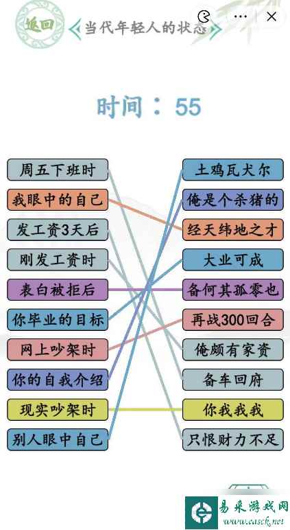 《汉字找茬王》当代年轻人的状态连线攻略