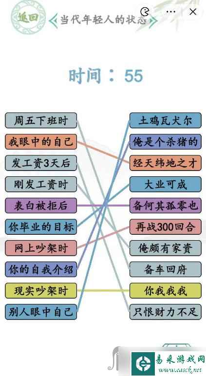 《汉字找茬王》当代年轻人的状态连线攻略