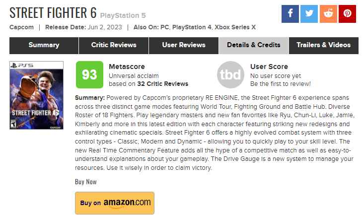 《街头霸王6》媒体评分解禁！M站均分93！IGN & GS打出9分！