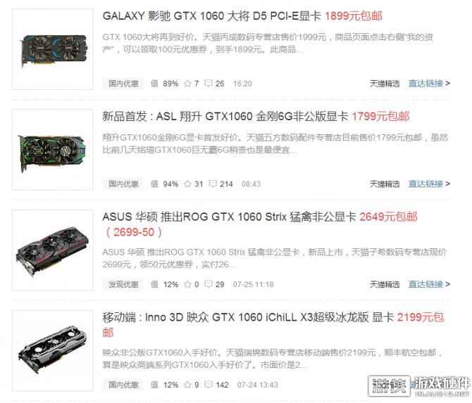 AMD哭晕在厕所 性能功耗更优的GTX1060抢先降价