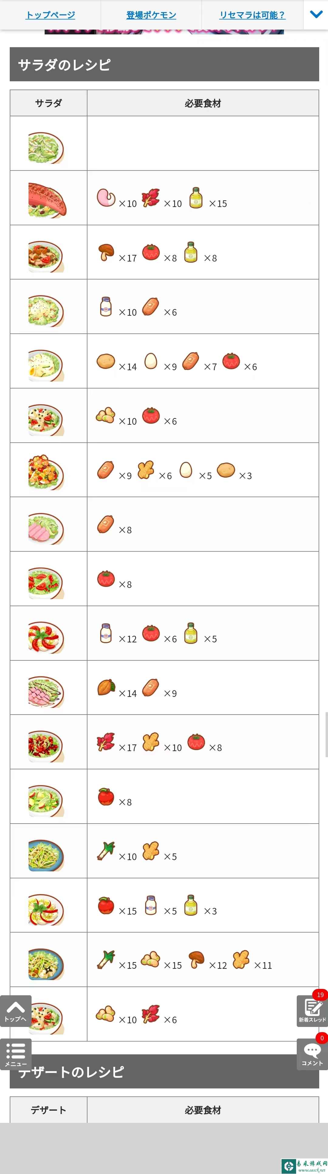 宝可梦睡眠Pokemon sleep全料理合成查询表