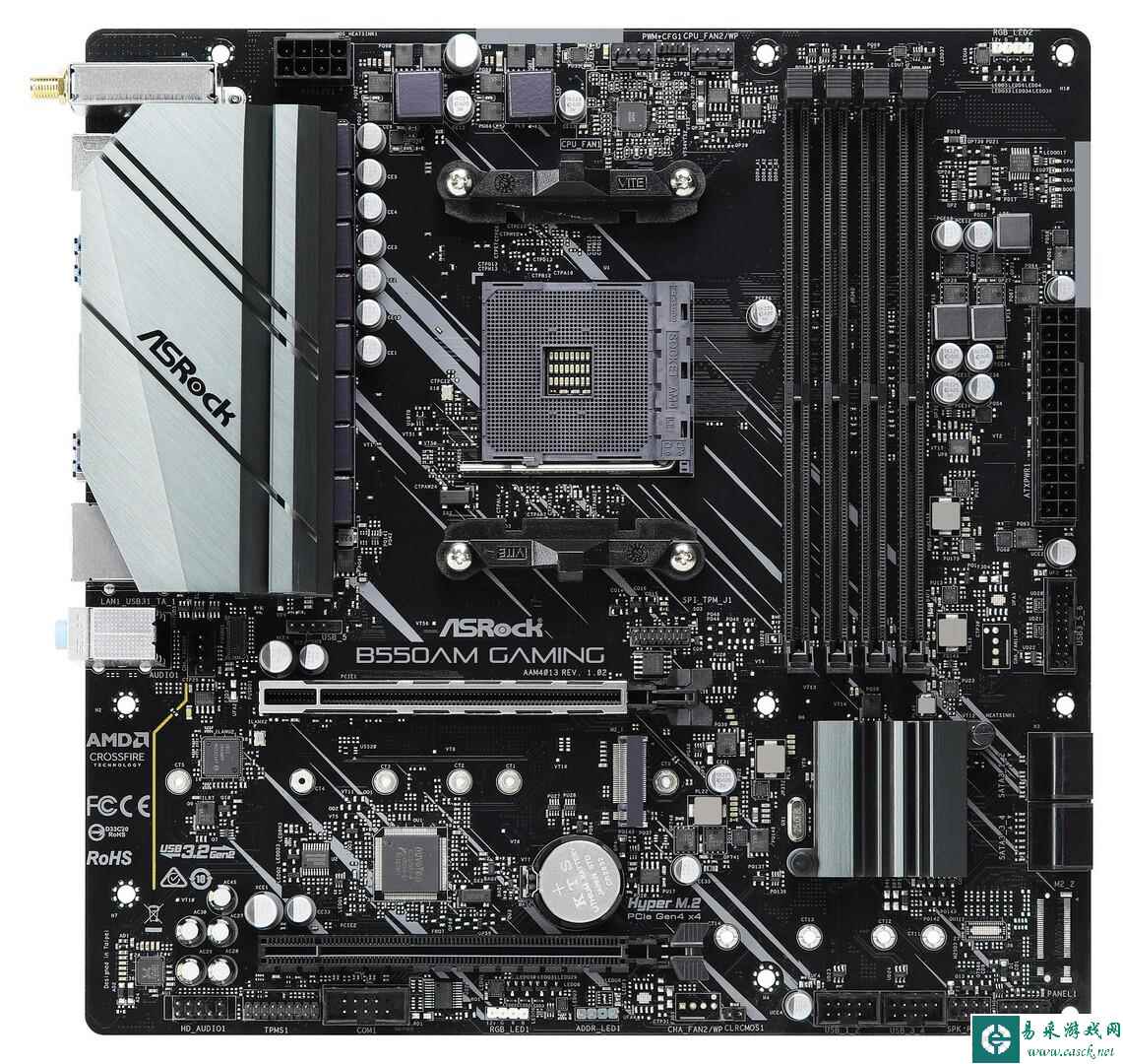 首次曝光！华擎B550AM Gaming主板高清照：10相供电+PCIe 4.0支持