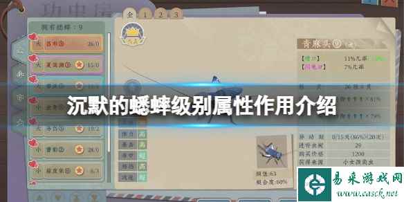 《沉默的蟋蟀》级别有什么用？级别属性作用介绍