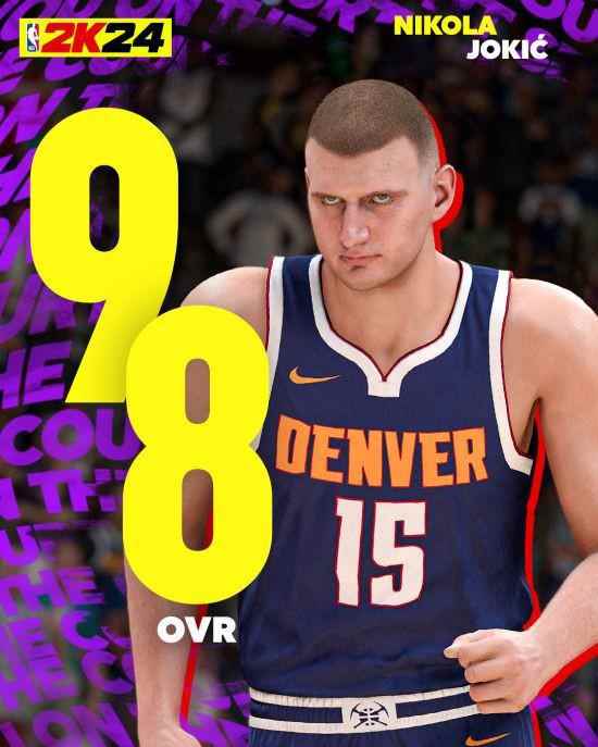 NBA 2K24球员能力值公布！约基奇98分实至名归！