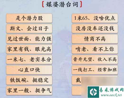 汉字神操作媒婆潜台词怎么过