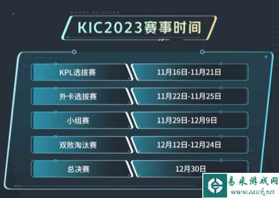 《王者荣耀》2023KIC选拔赛比赛时间一览