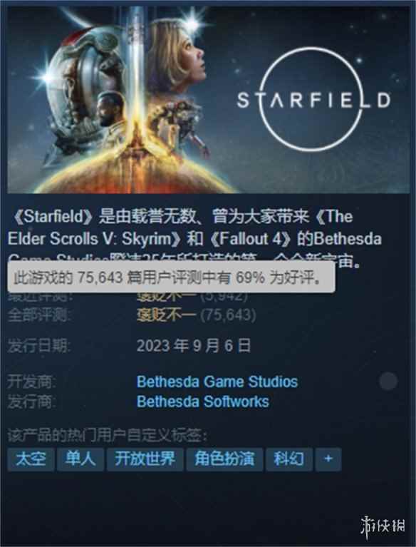 最糟糕的B社游戏之一！《星空》Steam降至褒贬不一