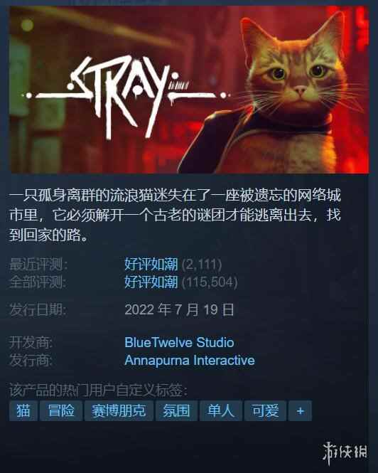 猫猫的含金量！《迷失》Steam口碑依然“好评如潮”!