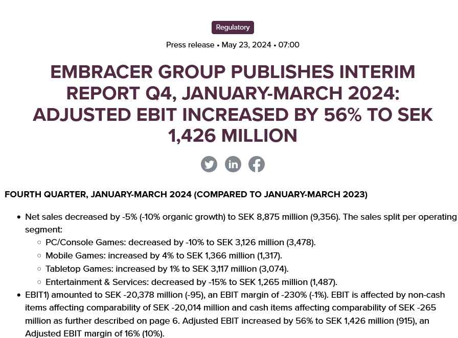 2023年Embracer在一年里裁员4500名员工 取消80个项目