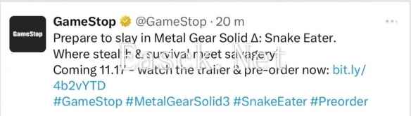 GameStop预告《合金装备 Δ：食蛇者》11月17日发行
