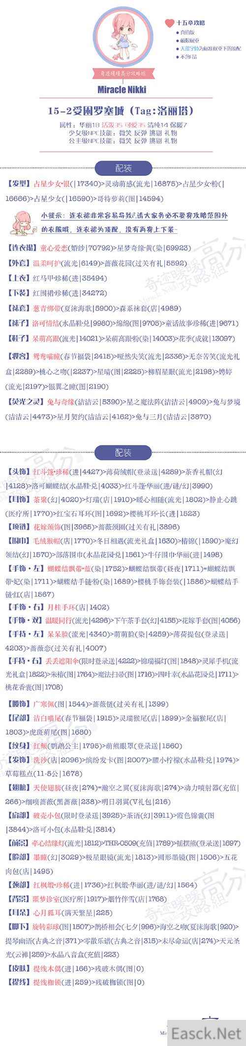 《奇迹暖暖》【公主级】15-2受困罗赛城S攻略