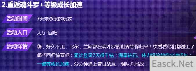 《魂斗罗：归来》重返魂斗罗+等级成长加速活动介绍