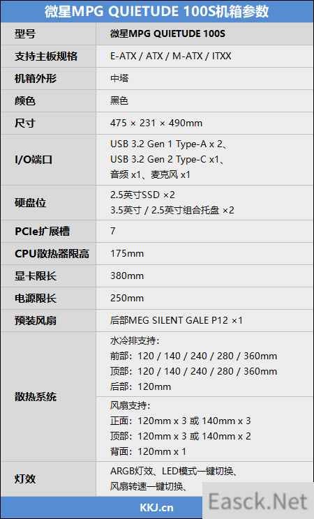 微星MPG QUIETUDE 100S机箱评测：灯光静音我都要 沉稳低调不简单