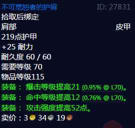 《魔兽世界》不可宽恕者的护肩属性