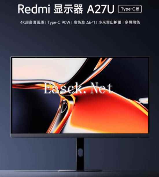 首发价1399元！Redmi显示器A27U Type-C版开售 4K+IPS屏