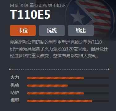 《坦克世界》M系重坦T110E5介绍