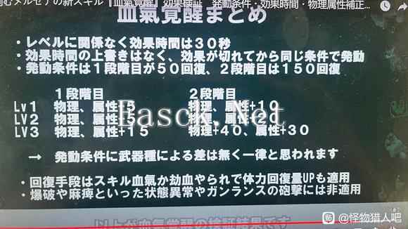 怪物猎人曙光气血觉醒技能效果详解