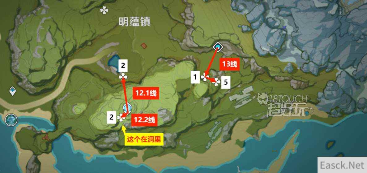 原神夜泊石高效采集分布图