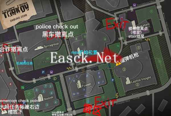 逃离塔科夫Ground Zero地图资料 全撤离点位置图示