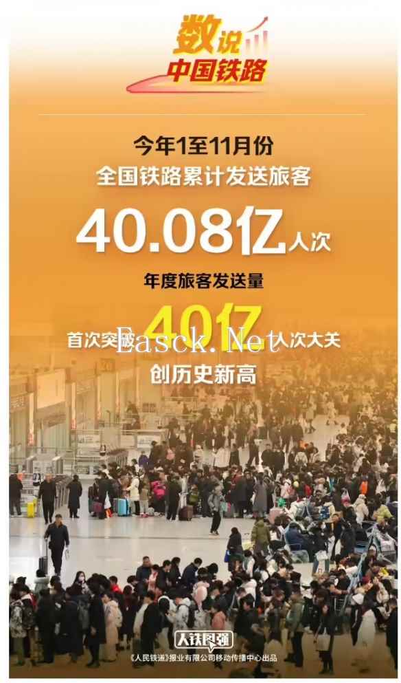 创历史新高！今年全国铁路累计发送旅客40.08亿人次