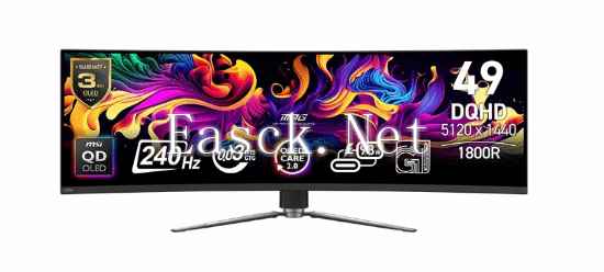 6499元！微星推出新款49寸带鱼屏：240Hz QD-OLED