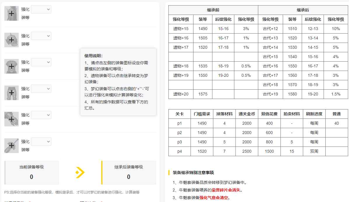 命运方舟装备继承计算器网址